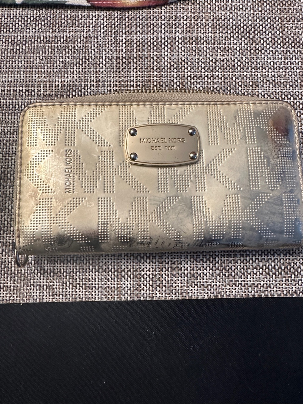 Michael Kors Metallic Gold Logo Zip-Around Wallet